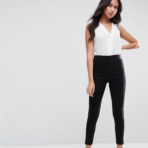 ASOS DESIGN high waist‎ pants in skinny fit - Size US 4 - Black